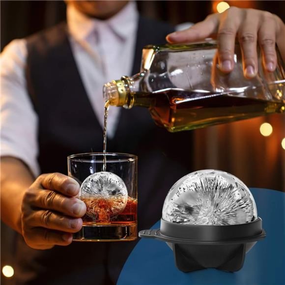 Round Ice Cube Mold Set of 4 Individual 2.5 Inch Tight Sealing, Leak Proof - Picture 5 of 6